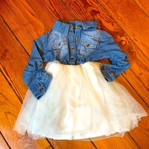 Girls denim and tulle dress. Size 4